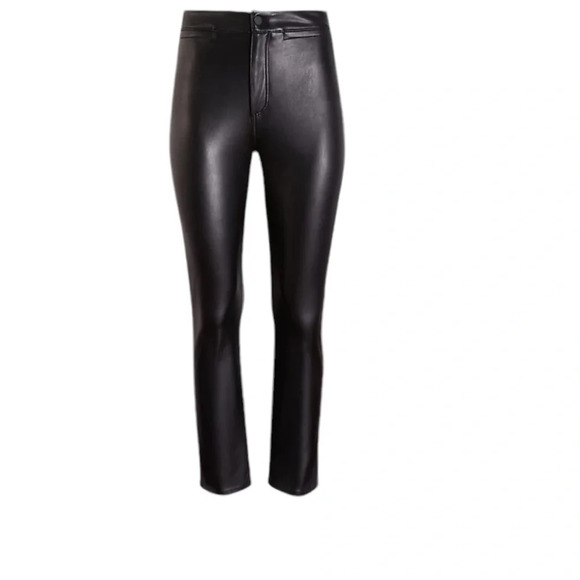 J. McLaughlin Mid Rise Faux Vegan Leather Pants Black Size 6 Minimalist Biker - Picture 1 of 9